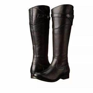 Frye Molly Tall Zip Boots extended calf size 8 black